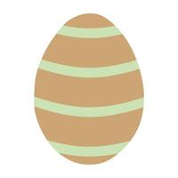 Easter egg Decorated with Colorful Stripes For Egg search or Hunt activity with the kids. Vector Flat or Cartoon Illustration Isolated on White background. Holiday Celebration Design element for Art.