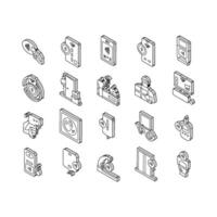 Contactless System Technology isometric icons set vector