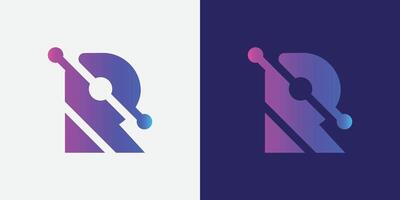 Modern letter R tech logo design vector