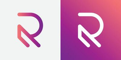 R Logo Design Minimalistic with Gradient vibrant colors vector