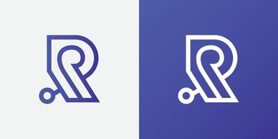 Modern creative letter R logo design Minimal R RR initial based vector icon