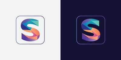 polygonal S logo design with geometric colorful shapes vector