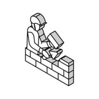 builder building with brick isometric icon vector illustration