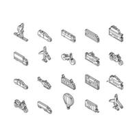 Transport For Riding And Flying isometric icons set vector