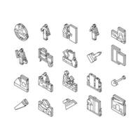 Construction Building And Repair isometric icons set vector