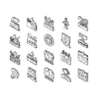 Climate Change And Eco Problem isometric icons set vector