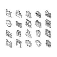 Amusement Park Entertainment isometric icons set vector