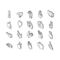 Hand Gesture And Gesticulate isometric icons set vector