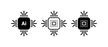 Artificial intelligence chips. Vector icons