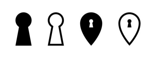 Keyhole and location pin. Vector icons