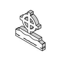 tomb cross isometric icon vector illustration