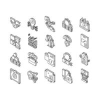 Investment Portfolio Collection isometric icons set vector Illustration