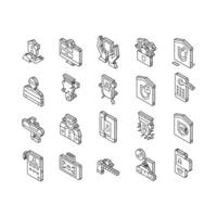 Home Security Device Collection isometric icons set vector