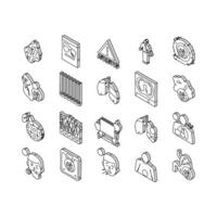 Asbestos Material And Problem isometric icons set vector