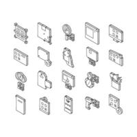 Qr Code Identification Collection isometric icons set vector