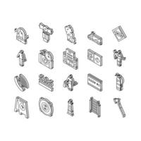 Emergency Helping In Accident isometric icons set vector