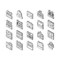 Park Meadow Nature And Playground isometric icons set vector