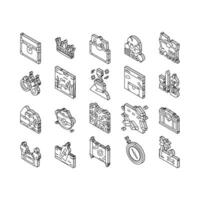 Treasure Golden Jewels In Chest isometric icons set vector