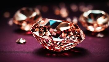 AI generated Beautiful diamonds close up on a dark background photo