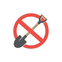 vector illustration design prohibited from using a shovel.