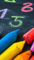 AI generated Back to school, Chalkboard Countdown, Use a chalkboard to create a countdown to the first day of school with vibrant chalk colors, background image, generative AI photo