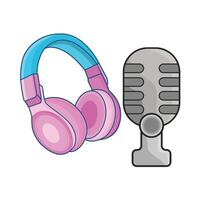 illustration of headphones and microphone vector