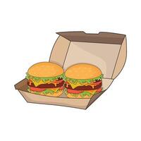 ilustración de hamburguesa caja vector