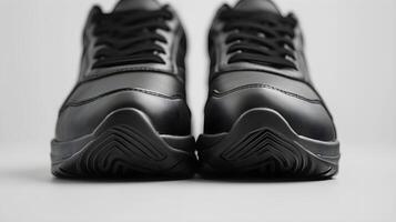 AI generated Close-up portrait of black sports shoes against white background, generative AI photo