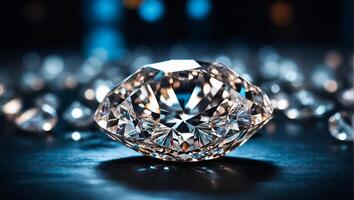 AI generated Beautiful diamonds close up on a dark background photo