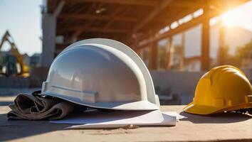 AI generated Construction safety helmet photo