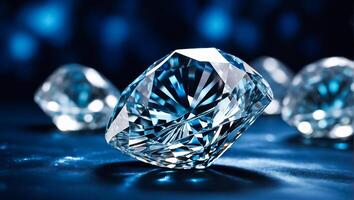 AI generated Beautiful diamonds close up on a dark background photo