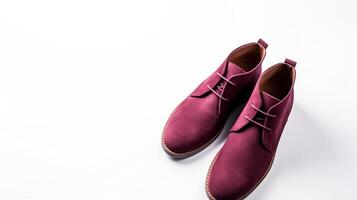 AI generated Burgundy Chukka Boots isolated on flat white background with copy space for advertisement. Generative AI photo