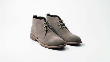 AI generated Gray Chukka Boots isolated on flat white background with copy space for advertisement. Generative AI photo