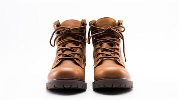 AI generated Brown Combat Boots isolated on flat white background with copy space for advertisement. Generative AI photo
