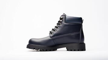 AI generated Navy Combat Boots isolated on flat white background with copy space for advertisement. Generative AI photo