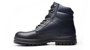 AI generated Navy Combat Boots isolated on flat white background with copy space for advertisement. Generative AI photo