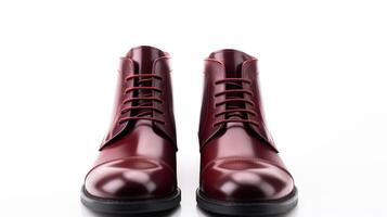 AI generated Burgundy Dress Boots isolated on flat white background with copy space for advertisement. Generative AI photo