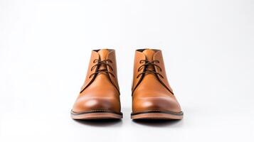 AI generated Tan Dress Boots isolated on flat white background with copy space for advertisement. Generative AI photo