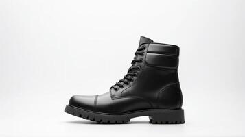 AI generated Black Fashion Boots isolated on flat white background with copy space for advertisement. Generative AI photo