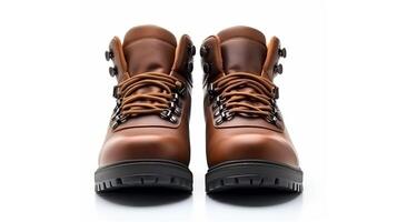 AI generated Brown Fashion Boots isolated on flat white background with copy space for advertisement. Generative AI photo