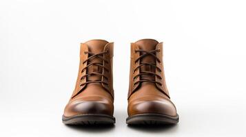 AI generated Brown Fashion Boots isolated on flat white background with copy space for advertisement. Generative AI photo