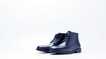 AI generated Navy Fashion Boots isolated on flat white background with copy space for advertisement. Generative AI photo