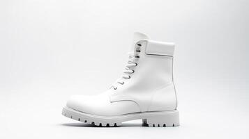 AI generated White Fashion Boots isolated on flat white background with copy space for advertisement. Generative AI photo