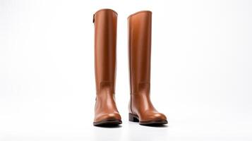 AI generated Chestnut Riding Boots isolated on flat white background with copy space for advertisement. Generative AI photo