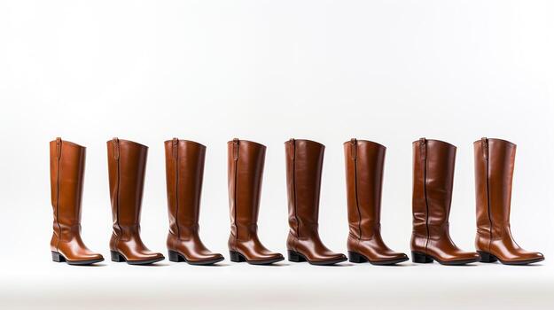 AI generated Chestnut Riding Boots isolated on flat white background with copy space for advertisement. Generative AI photo