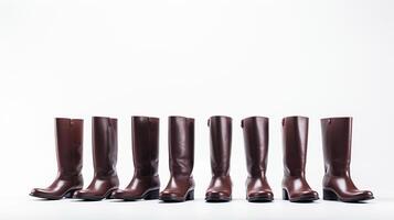 AI generated Mahogany Riding Boots isolated on flat white background with copy space for advertisement. Generative AI photo