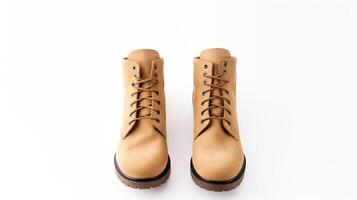 AI generated Tan Riding Boots isolated on flat white background with copy space for advertisement. Generative AI photo