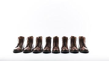 AI generated Brown Riding Boots isolated on flat white background with copy space for advertisement. Generative AI photo