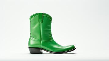 AI generated Green Western Boots isolated on flat white background with copy space for advertisement. Generative AI photo