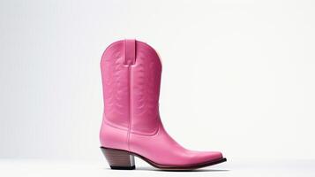 AI generated Pink Western Boots isolated on flat white background with copy space for advertisement. Generative AI photo